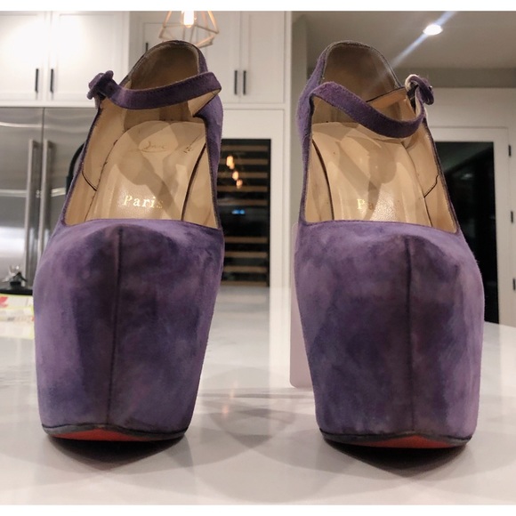 Christian Louboutin Purple Suede Daffodile Mary Jane Platform Pumps SZ 36 - Picture 5 of 17